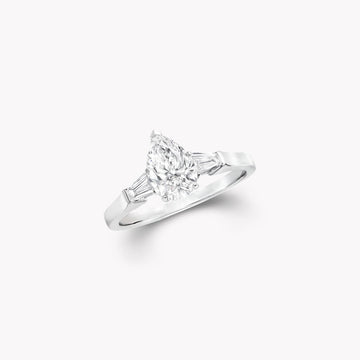 Promise Pear Shape Silver Diamond Engagement Ring