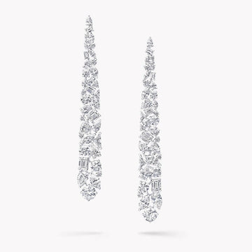 Multi-Shape Silver Yellow Diamond Drop Earrings