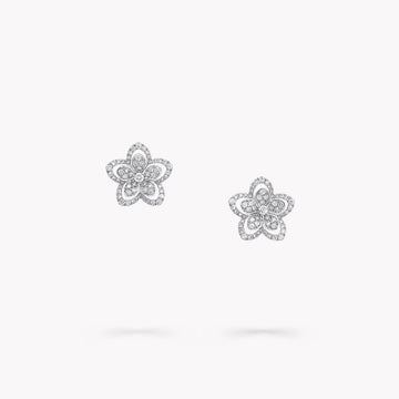 Wild Flower Silver Diamond Stud Earrings