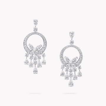 Butterfly Chandelier Classic Silver Diamond Earrings