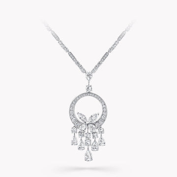 Butterfly Chandelier Classic Silver Diamond Necklace