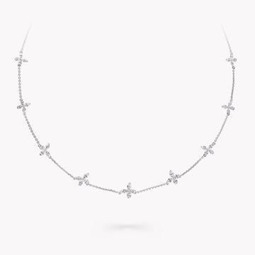 Classic Butterfly Petite Diamond Silver Necklace