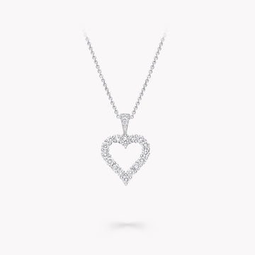 Heart Silhouette Silver Diamond Necklace