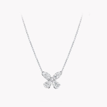 Classic Butterfly Silver Diamond Necklace