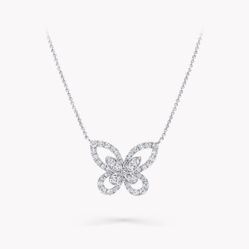 Butterfly Silhouette Silver Diamond Necklace