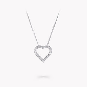Spiral Heart Silhouette Paved Silver Diamond Necklace
