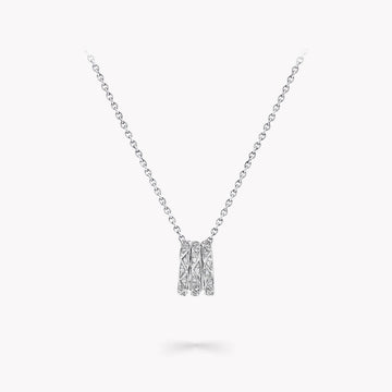 Laurence Signature Triple Paved Silver Diamond Necklace
