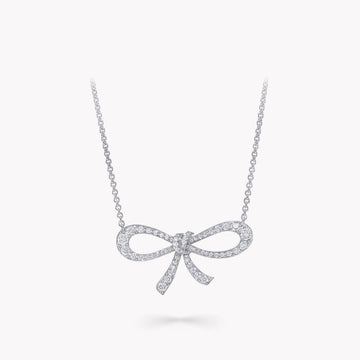 Tilda Bow Mini Silver Diamond Necklace