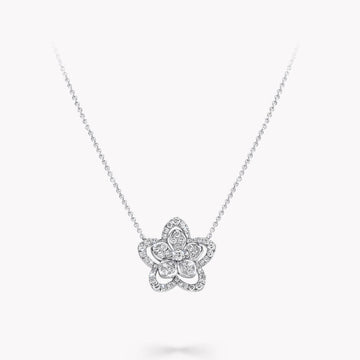 Wild Flower Silver Diamond Necklace