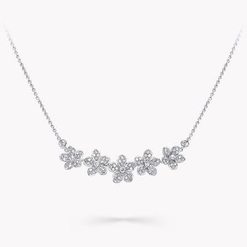 Wild Flower Silver Diamond Line Necklace