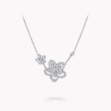 Wild Flower Double Silver Diamond Necklace