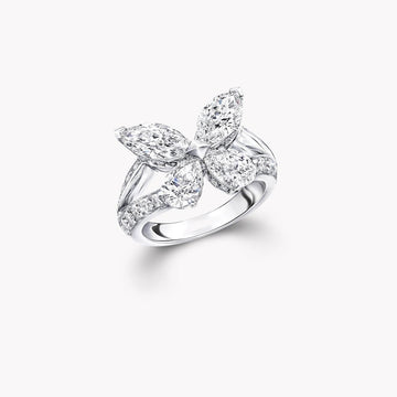 Butterfly Classic Silver Diamond Ring