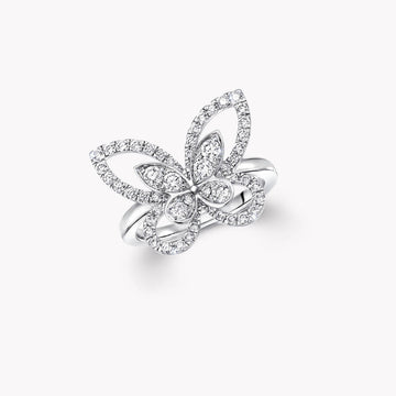 Butterfly Silhouette Silver Diamond Ring