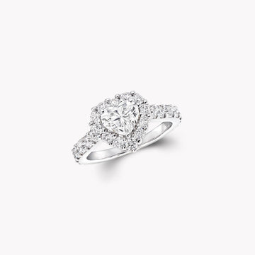 Heart Shape Silver Diamond Engagement Ring
