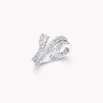 Duet Triple Row Silver Diamond Ring