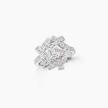 Threads Silver Diamond Ring
