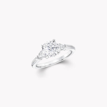 Promise Round Silver Diamond Eagagement Ring