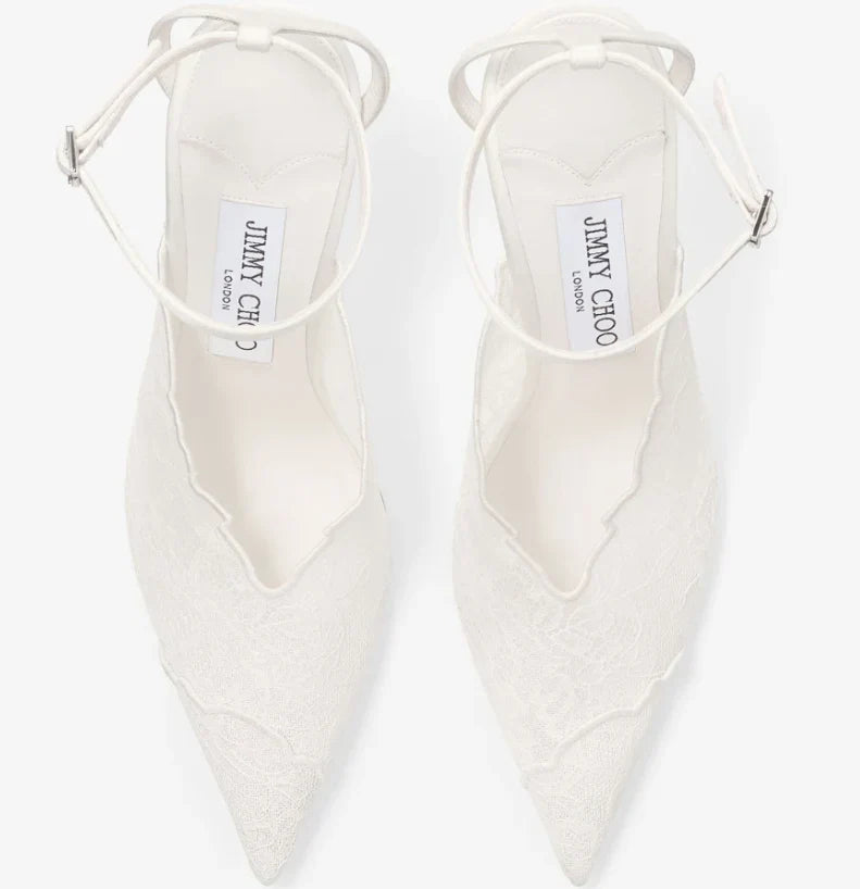 Jimmy Choo 2026 Faiz 100 Pump White Lace Leather