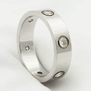 Love Ring 5.5mm 6 Diamonds Silver