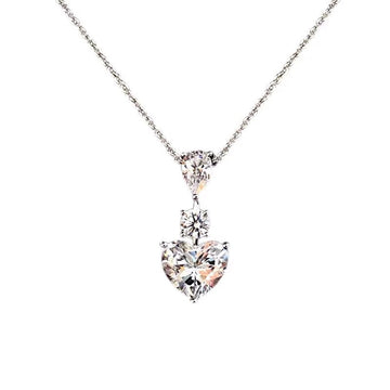 Heart Water Silver Diamond Paved Necklace