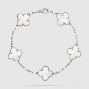 Clover Silver Mop 5 Motif Bracelet