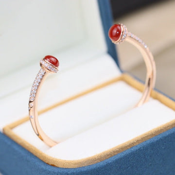 Possession Pink Gold Carnelian Diamond Open Bracelet