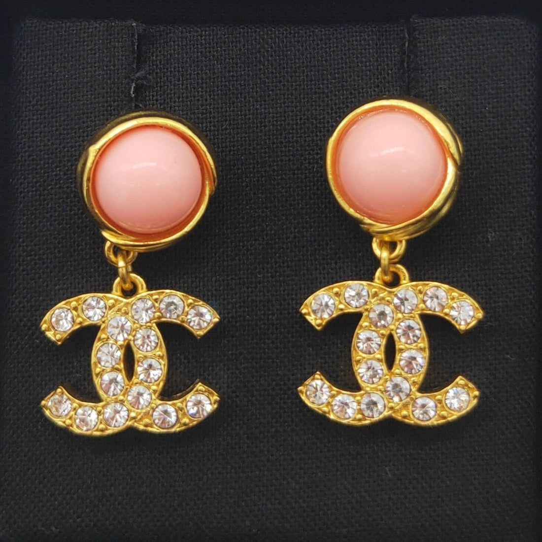 Double C Diamond Gold Earrings
