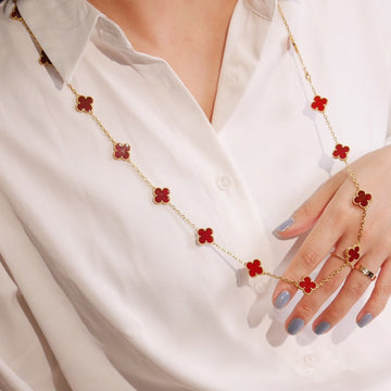 Clover 20 Motifs Carnelian Gold