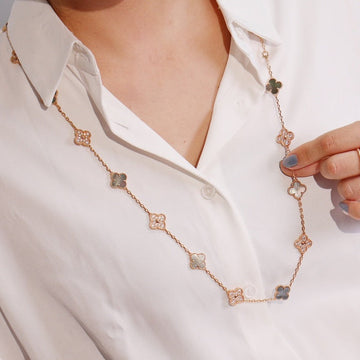Clover 20 Motifs Dark Mop Diamond Pink Gold