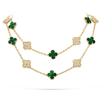 Clover 20 Motifs Malachite Diamond Gold