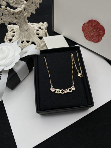 CC Pink Necklace Gold Diamond