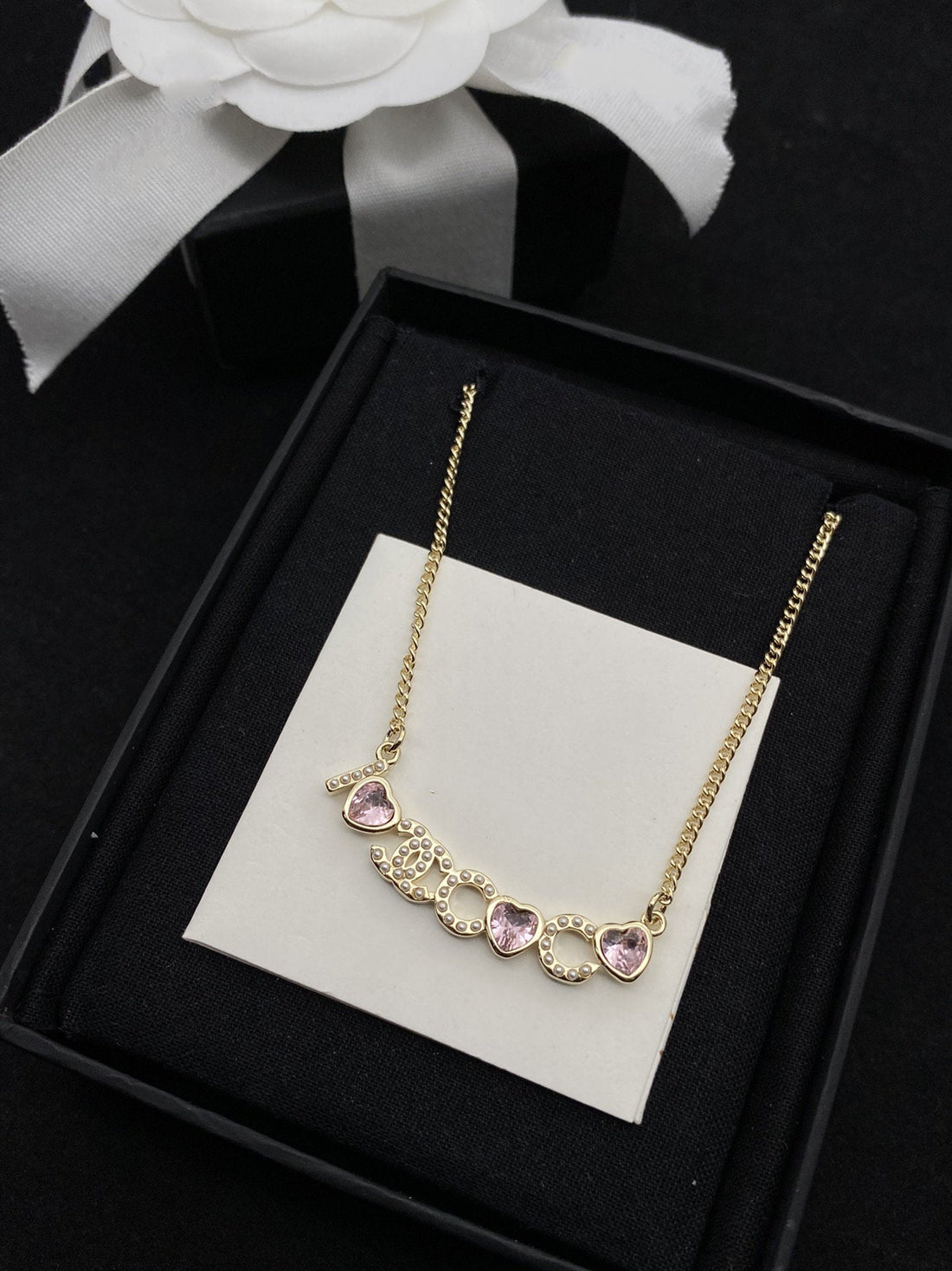 CC Pink Necklace Gold Diamond