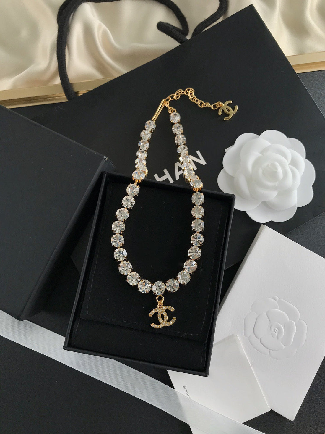 Double C Pink Gold Full Diamond Necklace