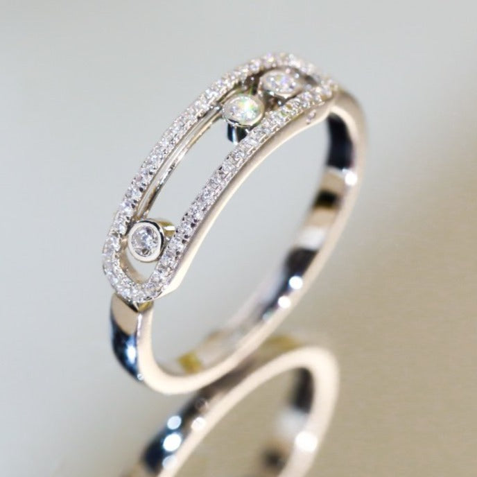 Baby Move Paved Silver Diamond Ring