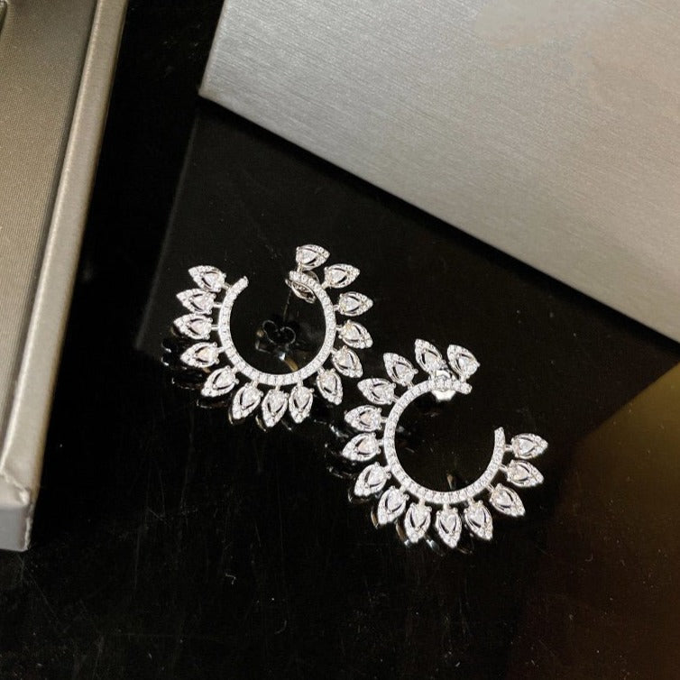 Desert Bloom L Silver Diamond Earrings
