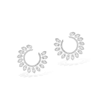 Desert Bloom L Silver Diamond Earrings