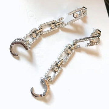 Puces Paved Lucky Move Silver Diamond Earrings