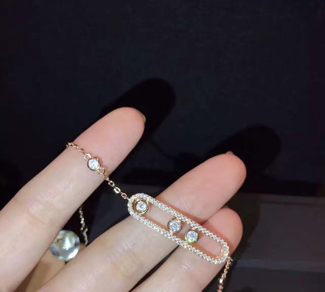 Baby Move Paved Pink Gold Diamond Bracelet