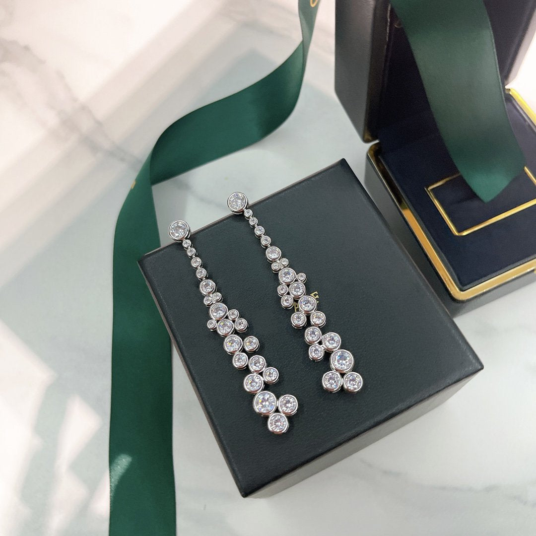 Gra Earrings Silver Diamond