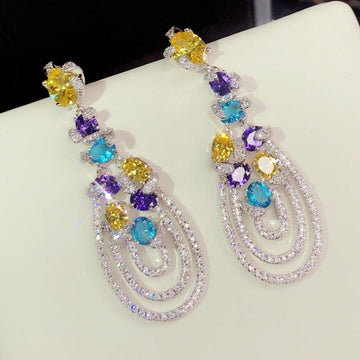 Gra Multicolor Diamond Drop Earrings