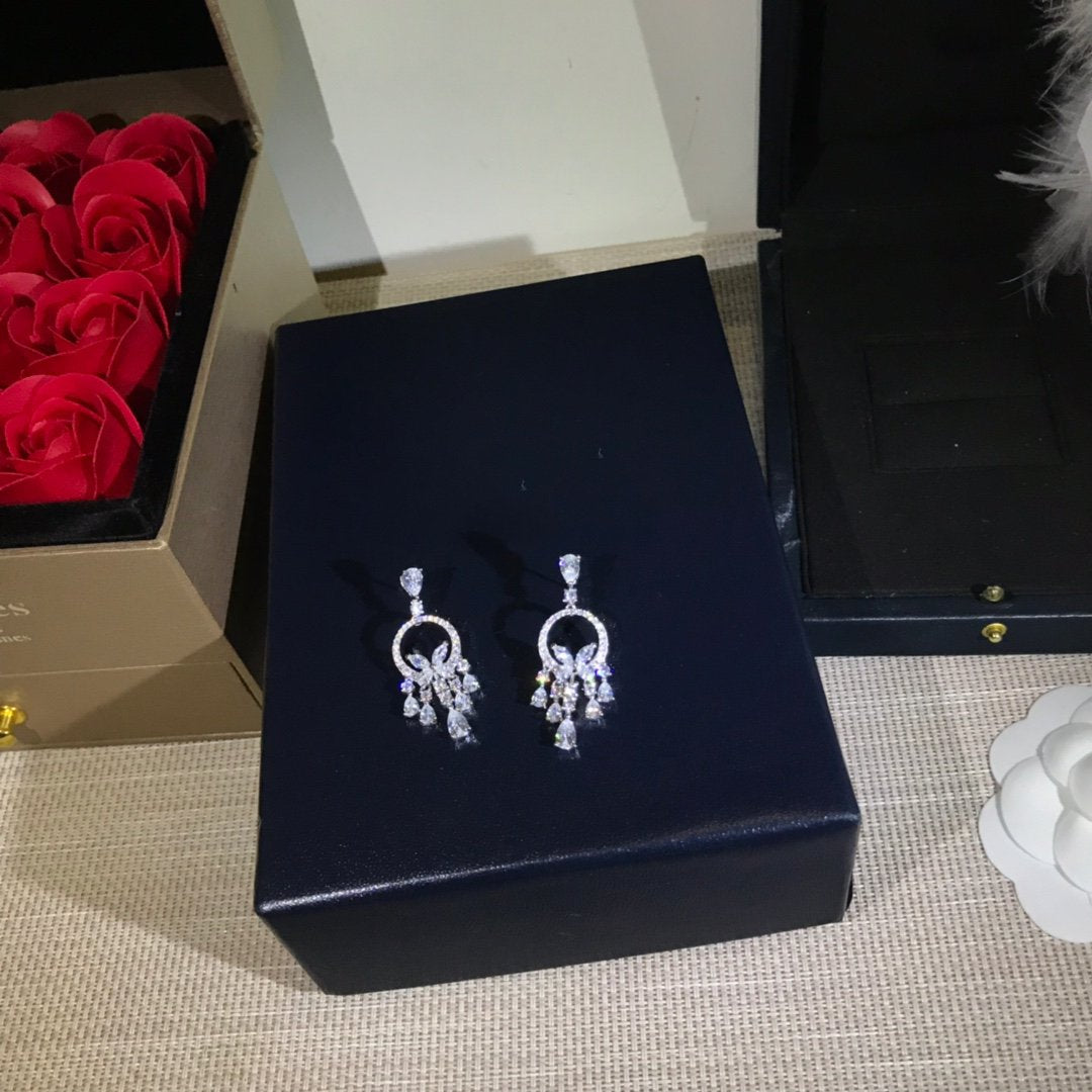 Butterfly Chandelier Classic Silver Diamond Earrings