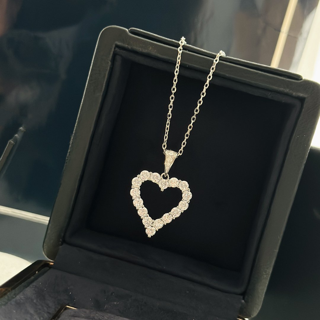 Heart Silhouette Silver Diamond Necklace