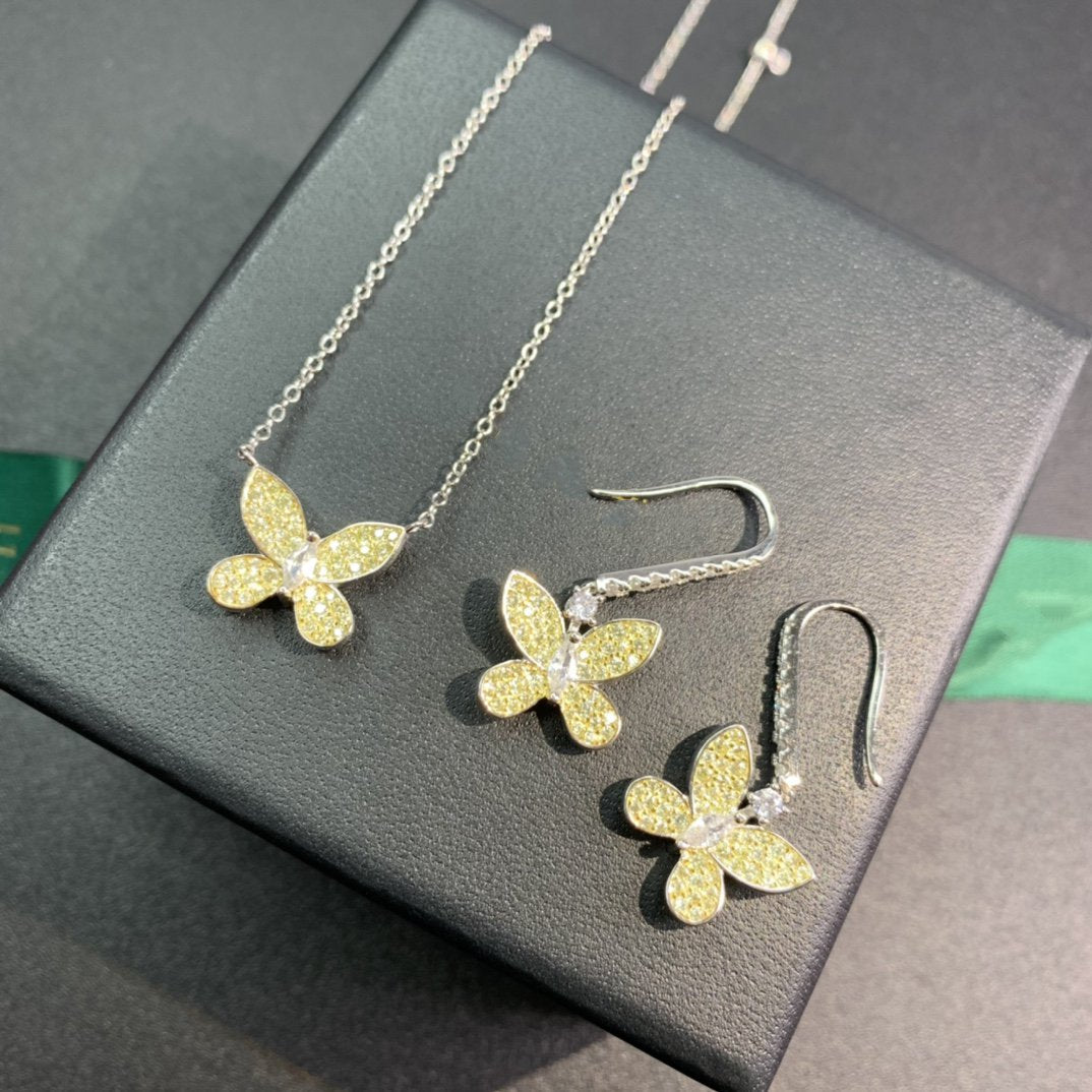 Butterfly Yellow Diamond Paved Necklace