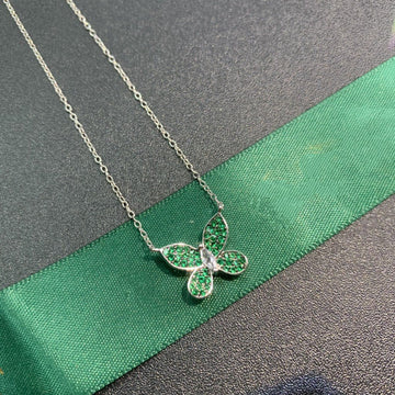 Butterfly Green Diamond Paved Necklace