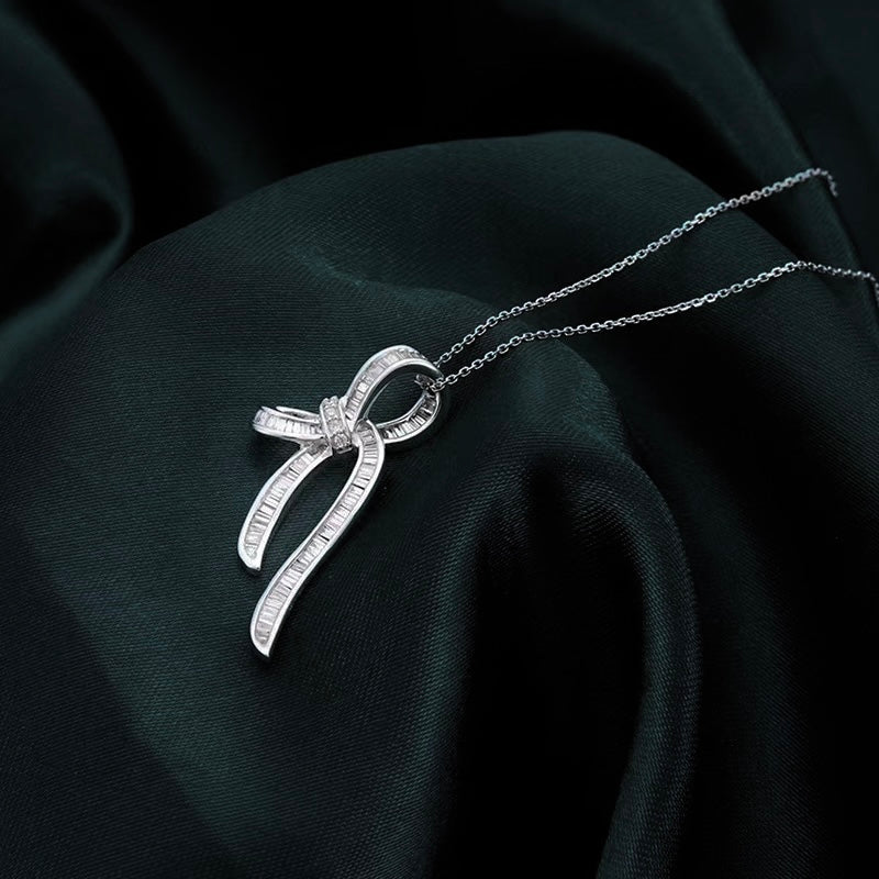 Gra Silver Diamond Paved Necklace