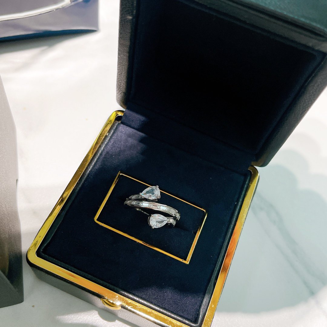 Duet Triple Row Silver Diamond Ring