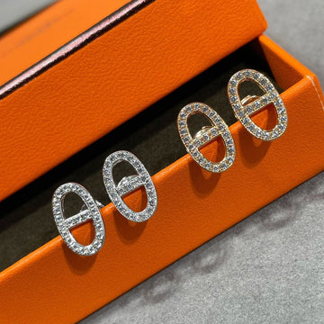 Hm Full Diamond Pig Nose Stud Earrings
