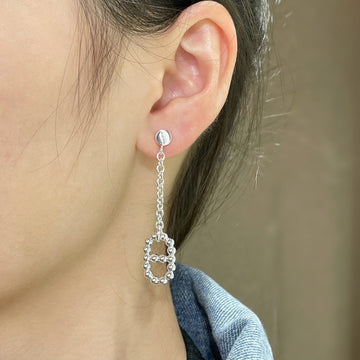 H Plain Silver Ab Pig Nose Earrings