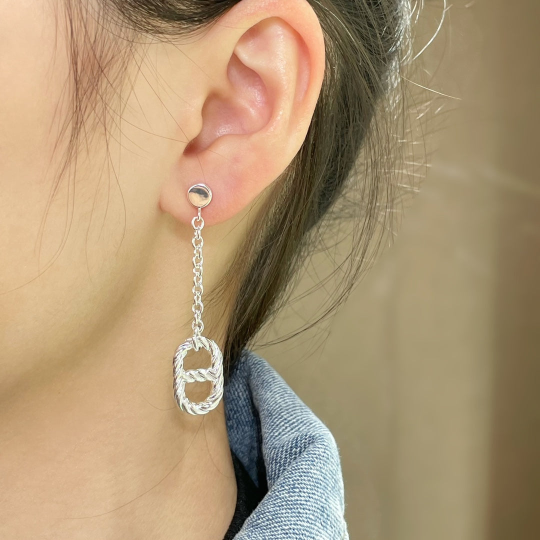 H Plain Silver Ab Pig Nose Earrings
