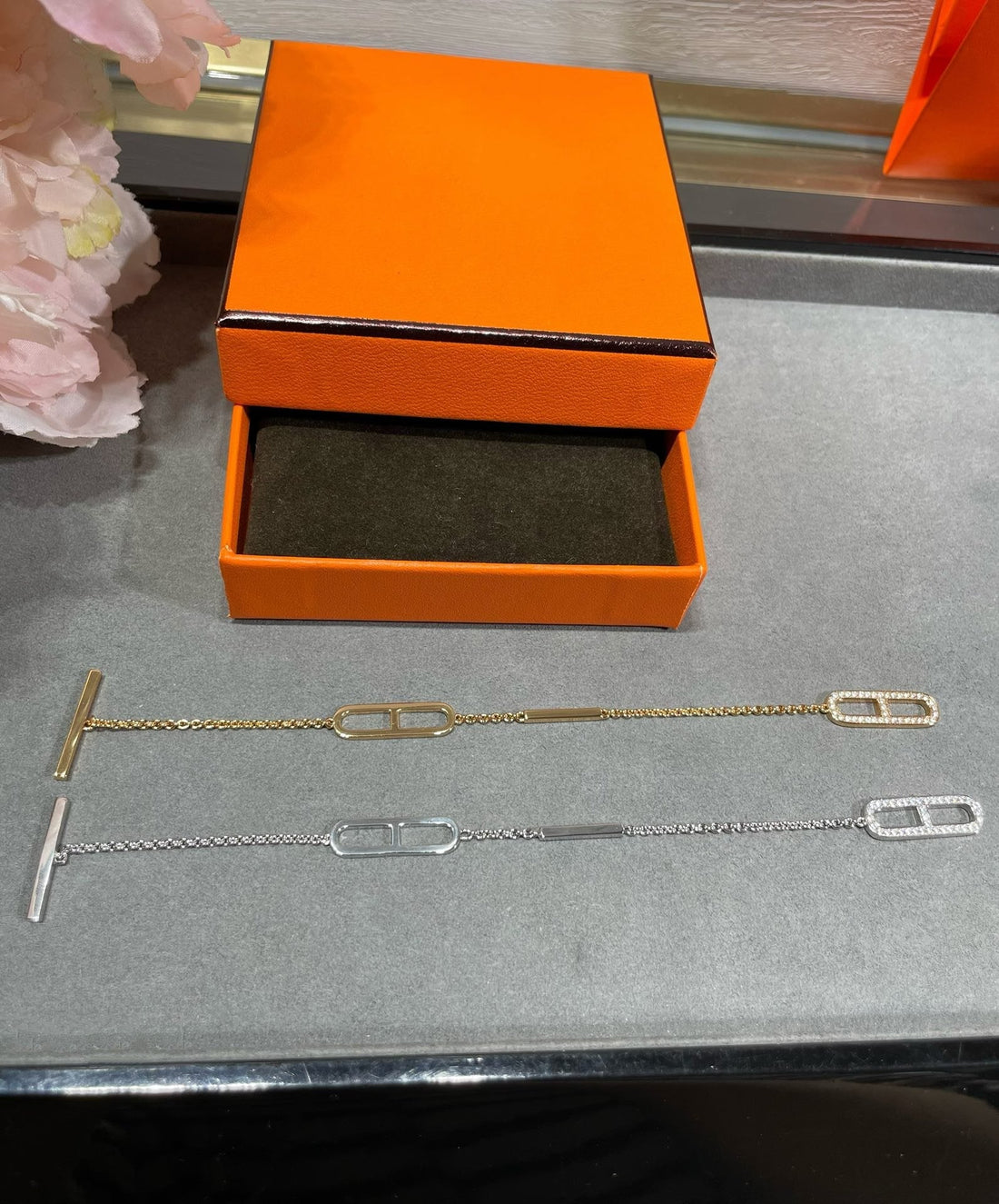 Hm 18K Rose Gold Diamond Pm Ever Chaine D'ancre Bracelet St